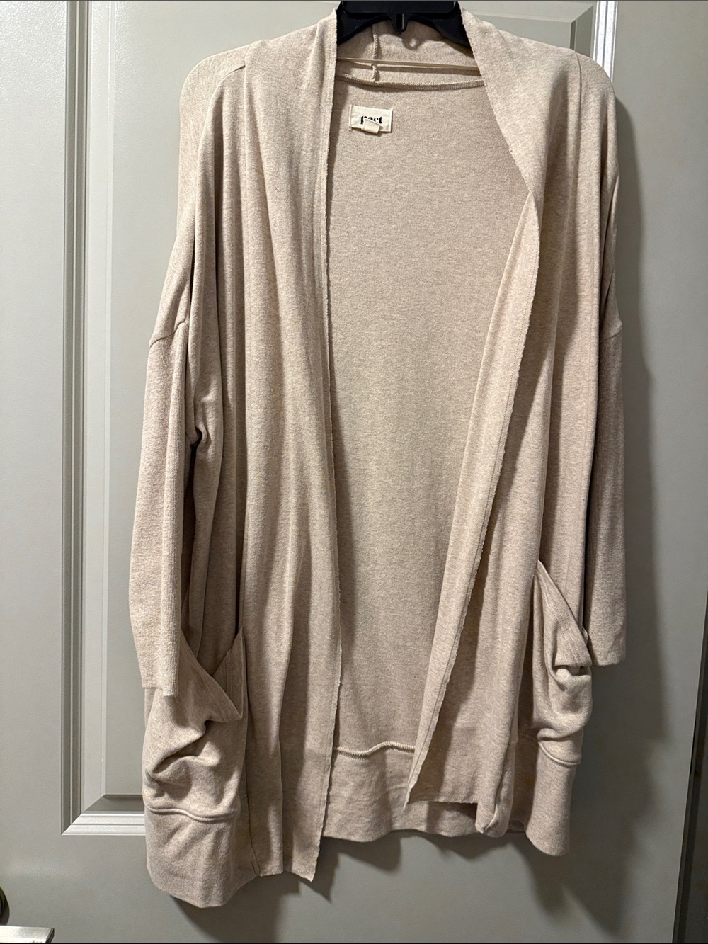 Pact Women's Light Beige Open-Front Cardigan